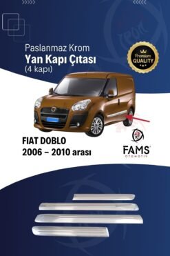 Fiat Doblo Krom Yan Kapı Çıtası Geniş 4 Kapı 2006-2010 P. Çelik