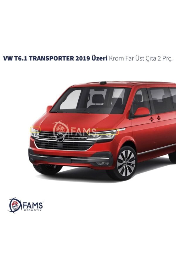 VW T6.1 TRANSPORTER 2019 Üzeri Krom Far Üst Çıta 2 Parça Paslanmaz Çelik