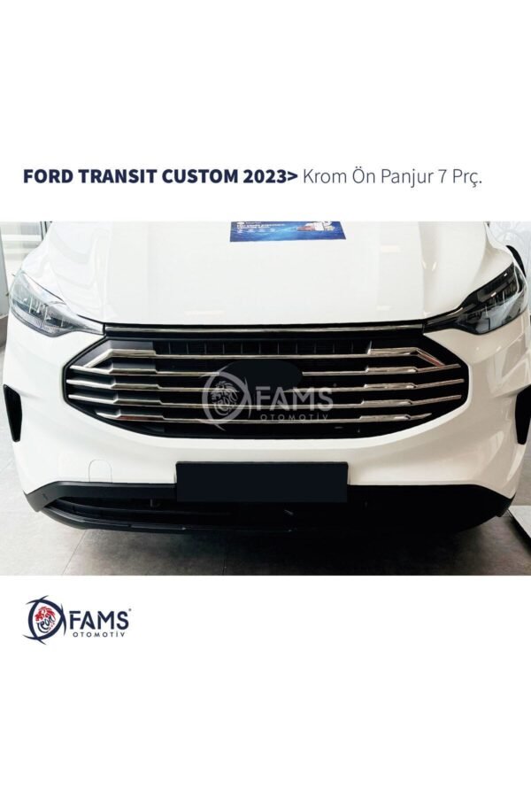 Ford Transit Custom 2023 > Ön Panjur 7 Parça Paslanmaz Çelik