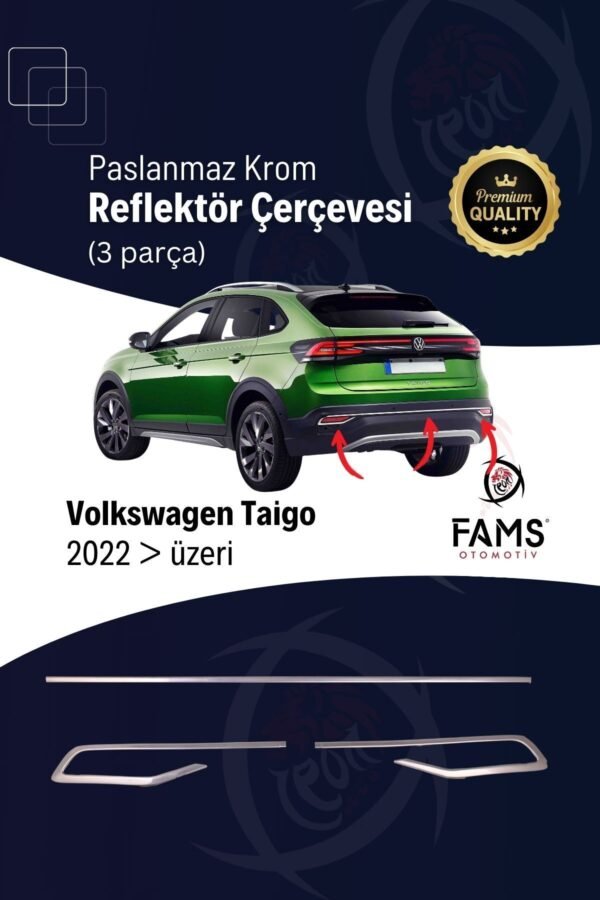 Volkswagen Taigo Krom Reflektör Çerçevesi 3 Prç. 2022>  Paslanmaz Çelik