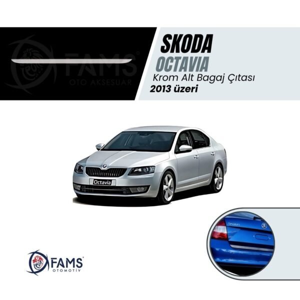 Skoda Octavia Krom Alt Bagaj Çıtası 2013 - 2019 Paslanmaz Çelik
