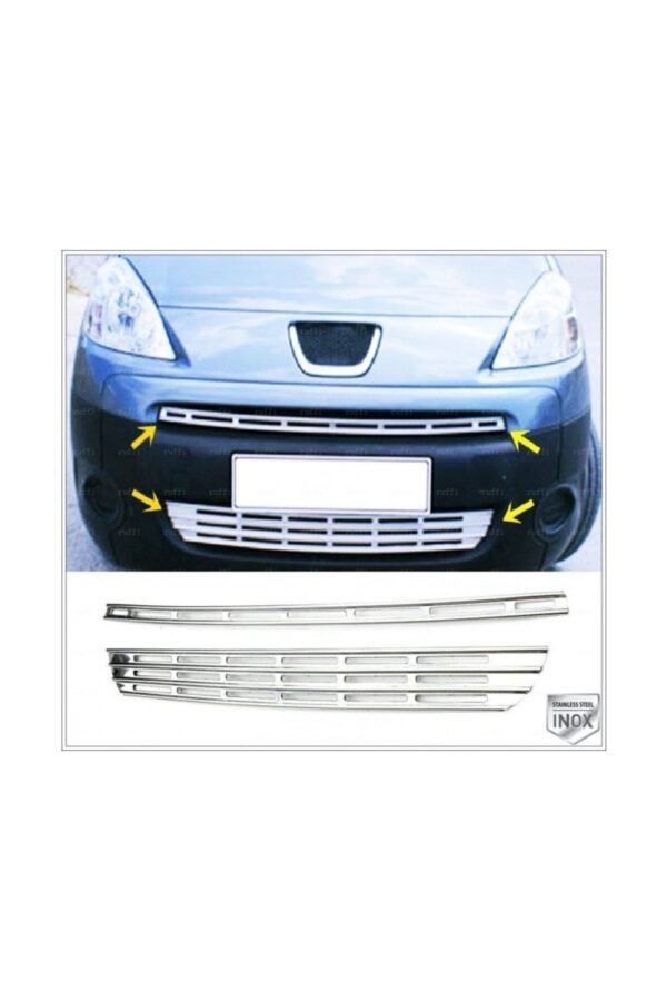 Peugeot Partner Tepee Krom Ön Panjur 2 Prç. 2008-2012 Arası Paslanmaz Çelik