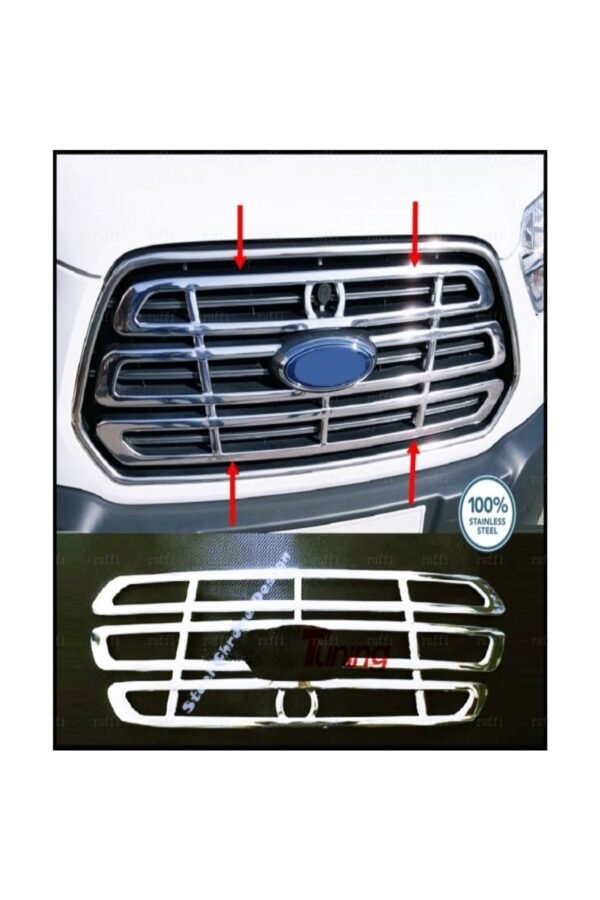 Ford Transit Krom Ön Panjur 1 Prç. 2013-2019 Arası Paslanmaz Çelik - Görsel 2
