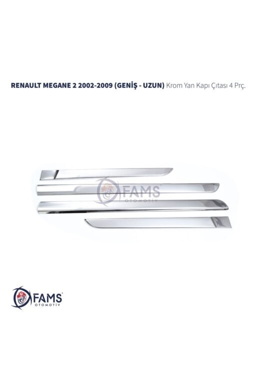 Renault Megane 2 Krom Yan Kapı Çıtası 4 Prç. 2002-2009 Arası P.çelik (geniş-uzun)