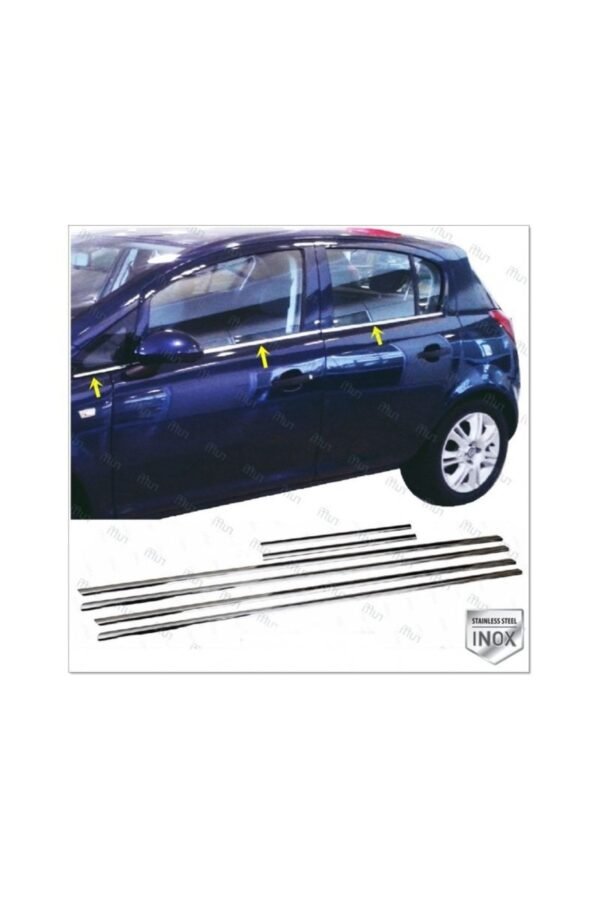 Opel Corsa D Krom Cam Çıtası 6 Prç. 2006-2014 Arası P. Çelik