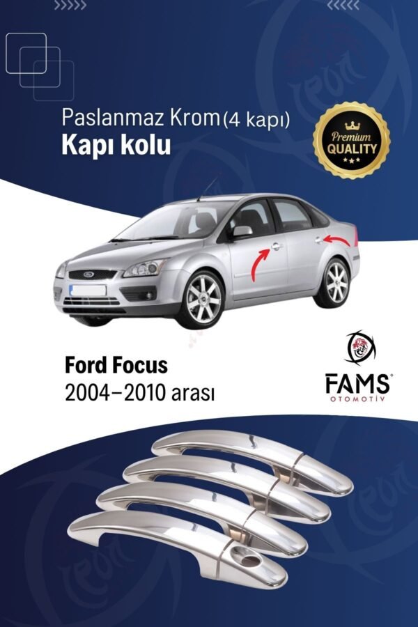 Ford Focus 2 Krom Kapı Kolu 4 Kapı 2004-2010 Arası Paslanmaz Krom