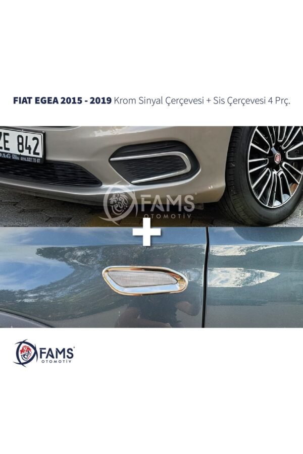 Fiat Egea Krom Sinyal Çerçevesi + Sis Çerçevesi 2015-2019 Paslanmaz Çelik