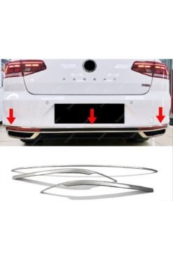 VW Passat B8,5 Krom Arka Tampon Alt Çıta 3 Parça 2019> Paslanmaz Çelik