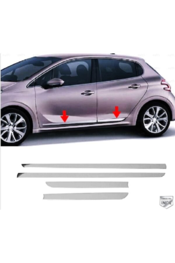 Peugeot 208 Krom Yan Kapı Çıtası 4 Parça 2012-2019 Paslanmaz Çelik