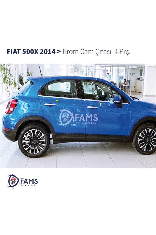 Fiat 500X Krom Cam Çıtası 4 parça 2014 ve üzeri Paslanmaz Çelik