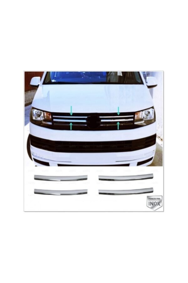 Vw T6 Transporter Krom Ön Panjur 4 Parça 2015 Ve Üzeri Paslanmaz Çelik Trendline Uyumlu - Görsel 2