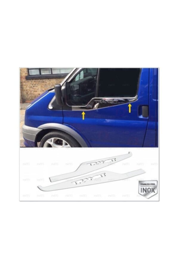 Ford Transit Krom Cam Çıtası 2 Parça 2006-2014 Arası Paslanmaz Çelik Geniş Yazılı - Görsel 2