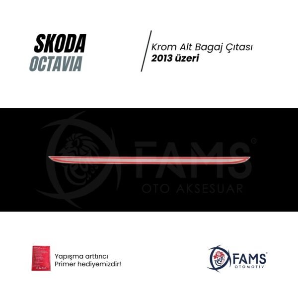 Skoda Octavia Krom Alt Bagaj Çıtası 2013 - 2019 Paslanmaz Çelik - Görsel 3