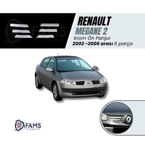 Renault Megane 2 Krom Ön Panjur 6 Prç. 2002-2006 Arası P. Çelik