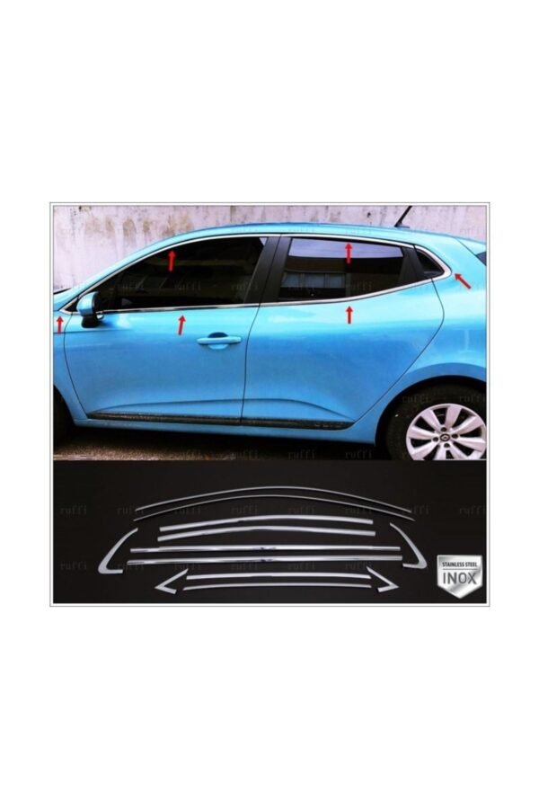 Renault Clio 5 Krom Cam Çerçevesi 12 Parça 2020 Ve Üzeri Paslanmaz Çelik (HB) - Görsel 4