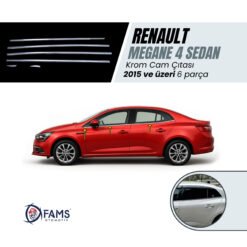 Alternative view of Renault Megane 4 Sedan Krom Cam Çıtası 6 Parça 2015 Ve Üzeri Paslanmaz Çelik Uyumlu