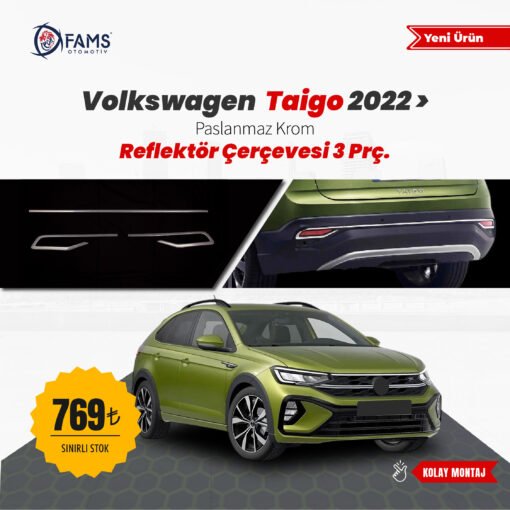 Volkswagen Taigo Krom Reflektör Çerçevesi 3 Prç. 2022> Paslanmaz Çelik