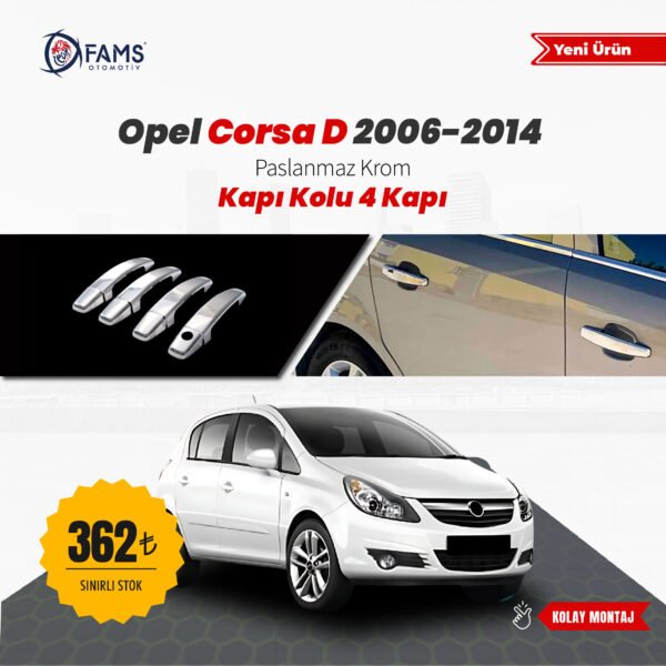 Opel Corsa D Krom Kapı Kolu 4 Kapı 2006-2014 P. Çelik