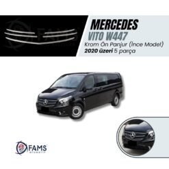 Mercedes Vito W447 Uyumlu Krom Ön Panjur 5 Parça 2020 üzeri Paslanmaz Çelik (İnce Model)