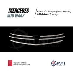 Alternative view of Mercedes Vito W447 Uyumlu Krom Ön Panjur 5 Parça 2020 üzeri Paslanmaz Çelik (İnce Model)