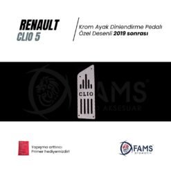 Alternative view of Renault Clio 5 2019> Özel Desenli Krom Ayak Dinlendirme Pedalı Ayak Dayama Pedalı (HB)