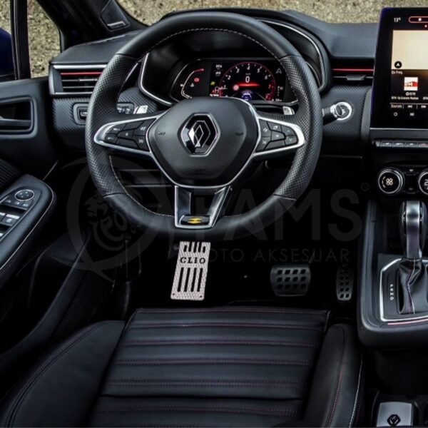 Renault Clio 5 2019> Özel Desenli Krom Ayak Dinlendirme Pedalı Ayak Dayama Pedalı (HB) - Görsel 4