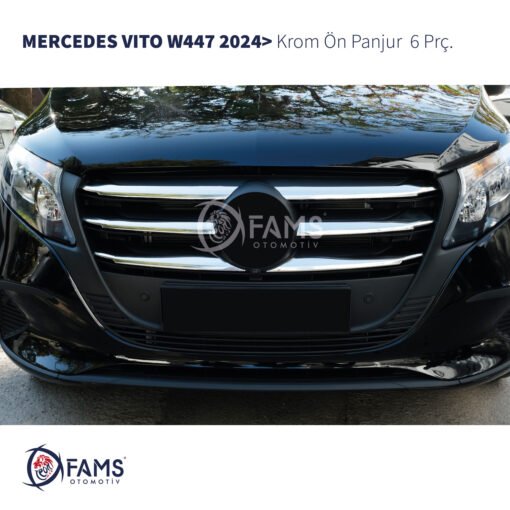 Mercedes Vito W447 Uyumlu 2024 üzeri Ön Panjur 6 Parça Paslanmaz Çelik