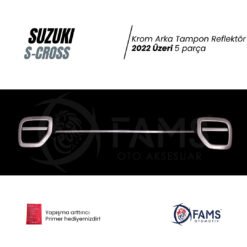 Alternative view of Suzuki. S-cross Uyumlu Krom Arka Tampon Reflektör 2022 Üzeri 5 Prç. Paslanmaz çelik