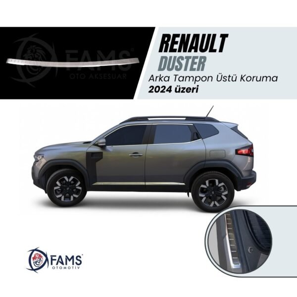 Renault Dacia Duster 2024 Krom Arka Tampon Koruma Paslanmaz Çelik