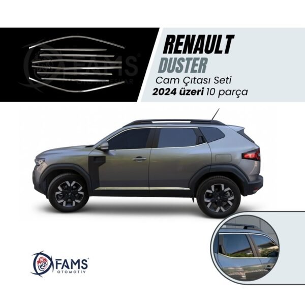 Renault Duster 2024 üzeri Krom Cam Çıta Seti 10 parça P.Çelik