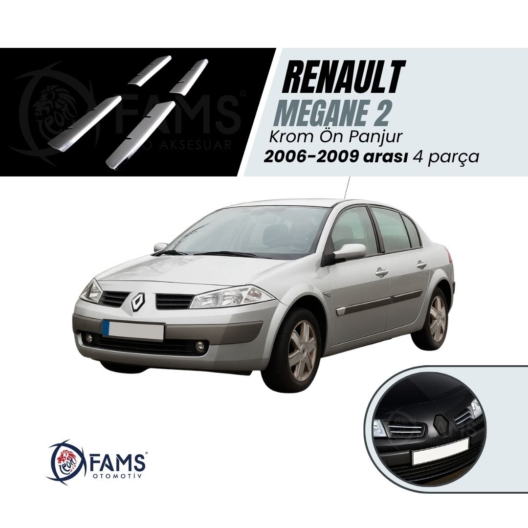 Renault Megane 2 Krom Ön Panjur 4 Prç. 2006-2009 P.çelik