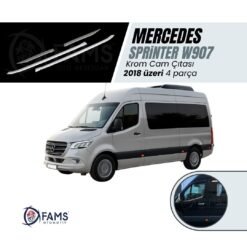 Mercedes Sprinter W907 Krom Cam Çıtası 4 Parça 2018 Ve Üzeri Paslanmaz Çelik