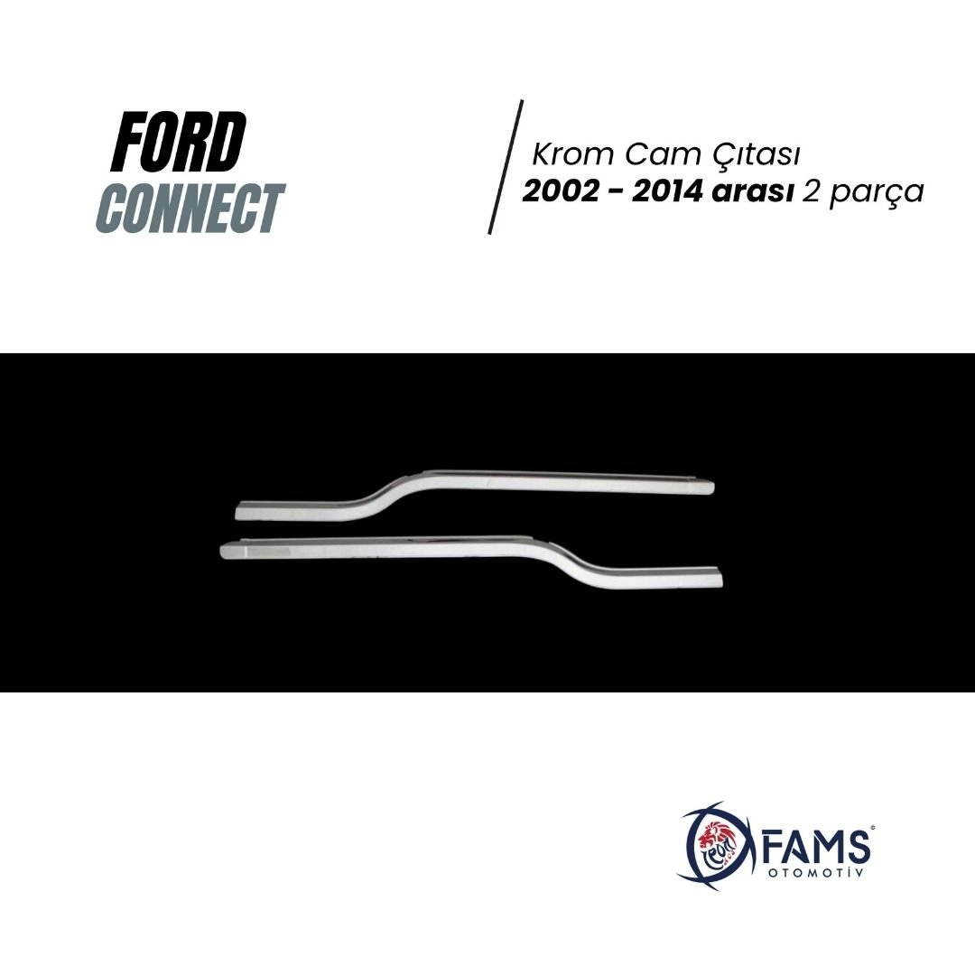 Ford Connect 2002-2014 Krom Cam Çıtası 2 Parça Paslanmaz Çelik Uyumlu - Görsel 2
