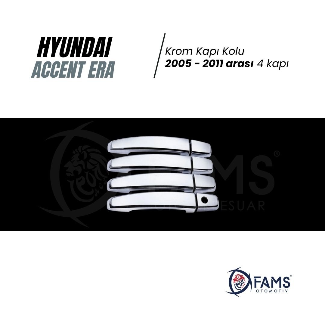 Hyundai Accent Era Krom Kapı Kolu 4 Kapı 2005 - 2011 Arası P, Çelik Uyumlu - Görsel 2