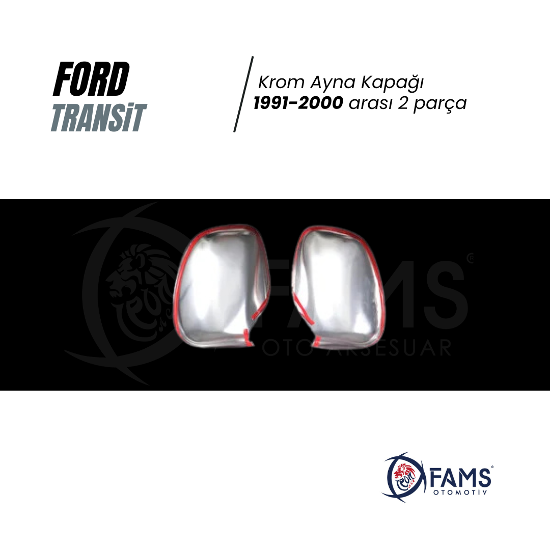 Ford Transit Krom Ayna Kapağı 2 Parça 1991-2000 Paslanmaz Çelik - Görsel 3