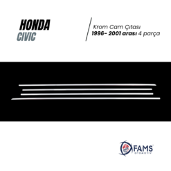 Alternative view of Honda Civic Krom Cam Çıtası 4 Parça 1996-2001 Arası Paslanmaz Çelik