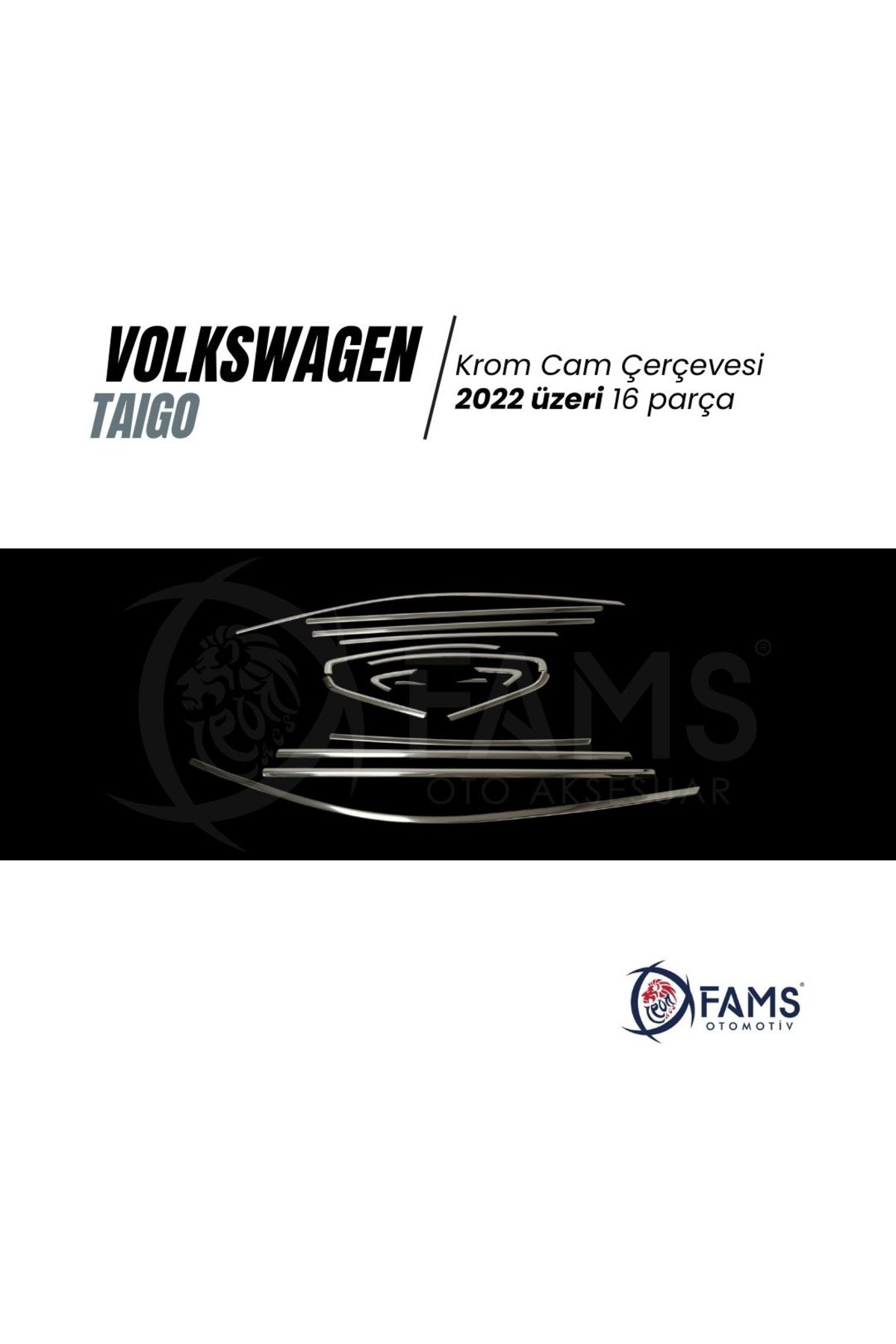 Vw Taigo 2022 > Krom Cam Çerçevesi 16 Parça Paslanmaz Çelik