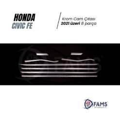 Alternative view of Honda Civic Uyumlu Fe 2021> Krom Cam Çıtası 8 Parça Paslanmaz Çelik