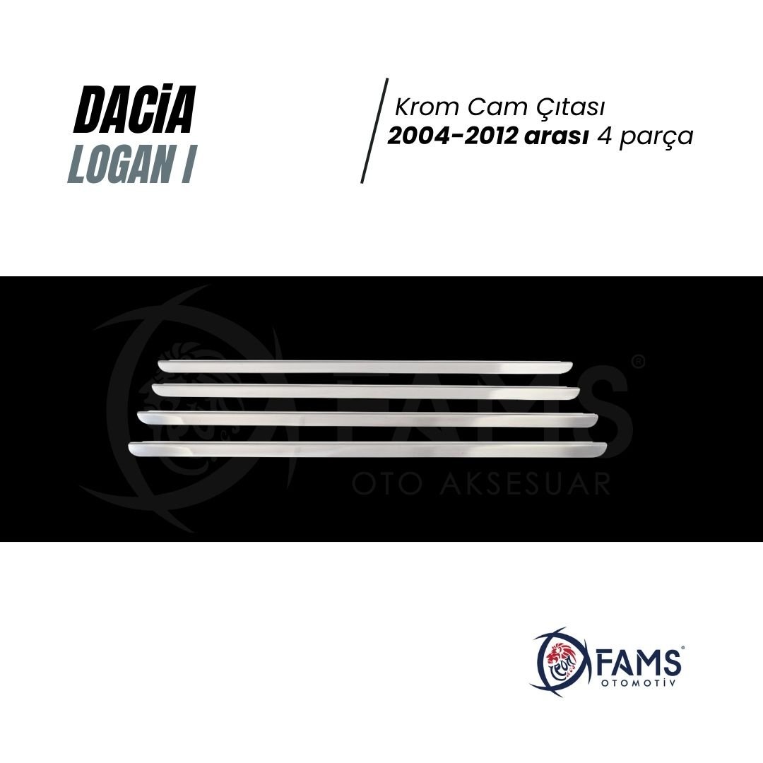 Dacia Logan Krom Cam Çıtası 4 Parça 2004-2012 Arası Paslanmaz Çelik - Görsel 2