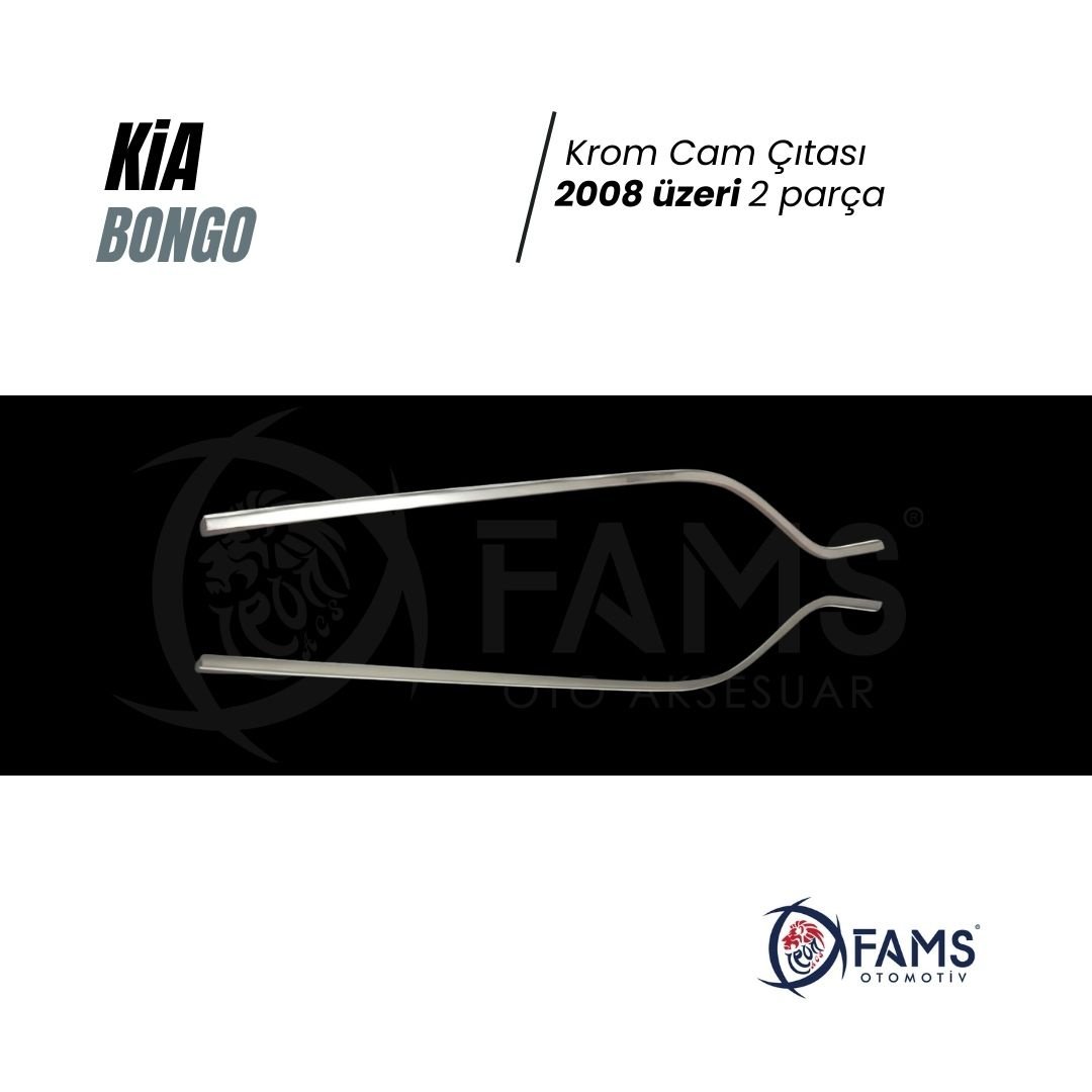 Kia Bongo Krom Cam Çıtası 2 Parça 2008> Paslanmaz Çelik - Görsel 2