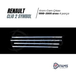 Alternative view of Renault Clio 2 Symbol Krom Cam Çıtası 4 Prç, 1998-2005 P, Çelik