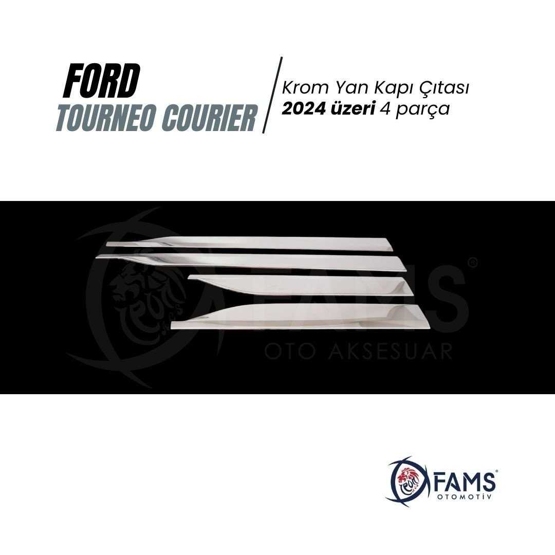 Ford Tourneo Courier Krom Yan Kapı Çıtası 4 Parça 2024 Üzeri Paslanmaz Çelik - Görsel 2