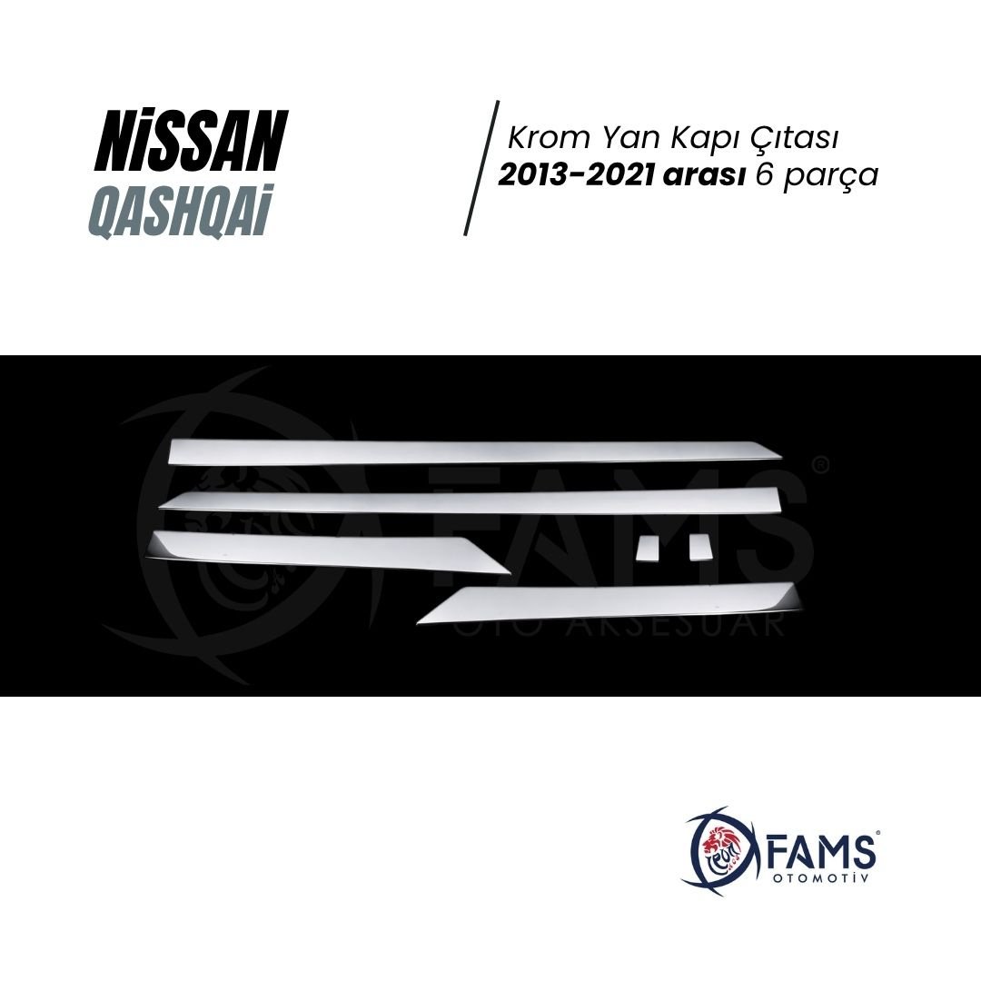 Nissan Qashqai Uyumlu Krom Yan Kapı Çıtası 6 Prç, 2013-2021 Arası P, Çelik - Görsel 2