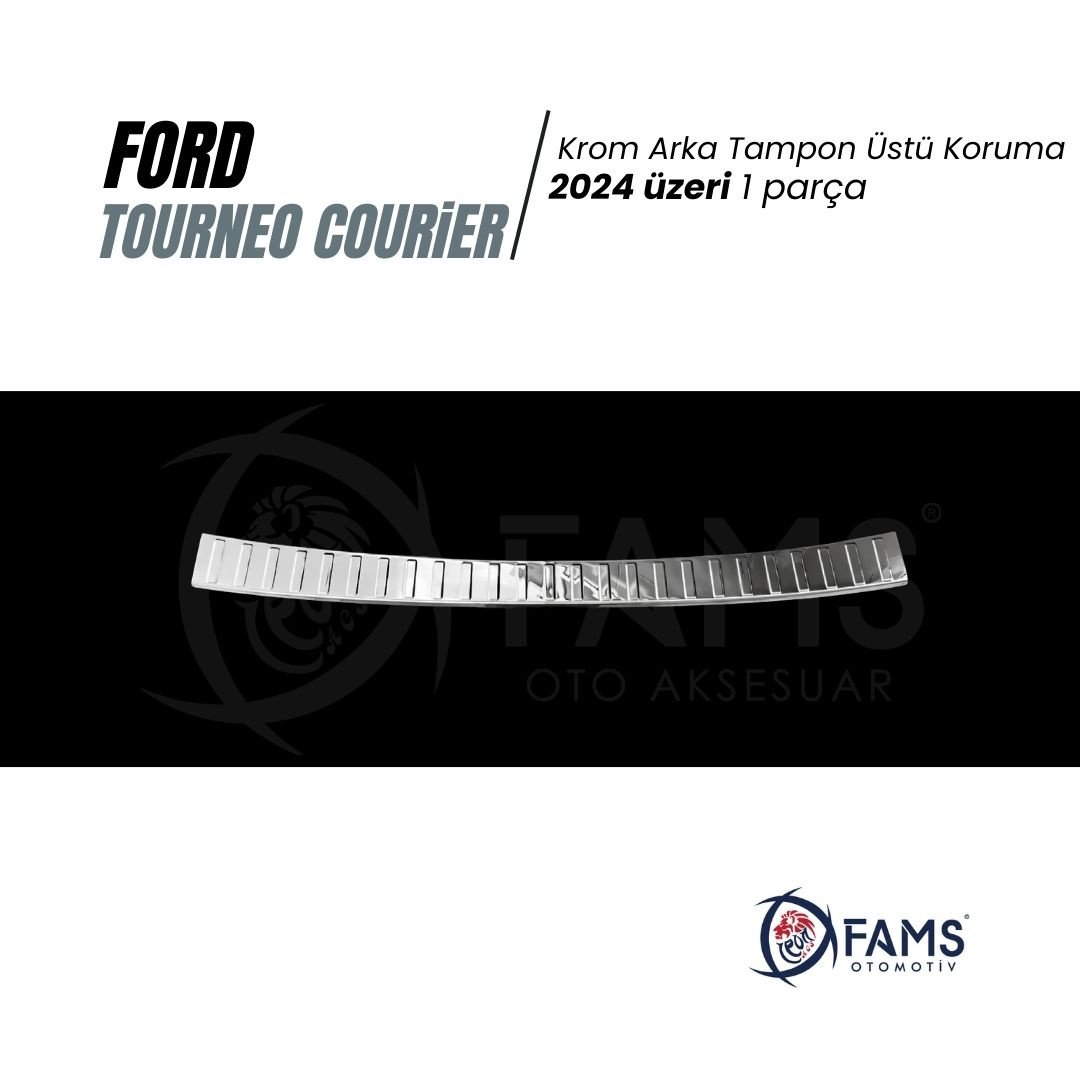 Ford Tourneo Courier Krom Arka Tampon Üstü Koruma 2024 Üzeri Paslanmaz Çelik - Görsel 2