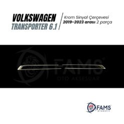 Alternative view of VW T6,1 TRANSPORTER 2019-2023 Arası Sinyal Çerçevesi 2 Parça Paslanmaz Çelik