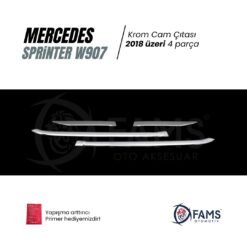 Alternative view of Mercedes Sprinter W907 Krom Cam Çıtası 4 Parça 2018 Ve Üzeri Paslanmaz Çelik