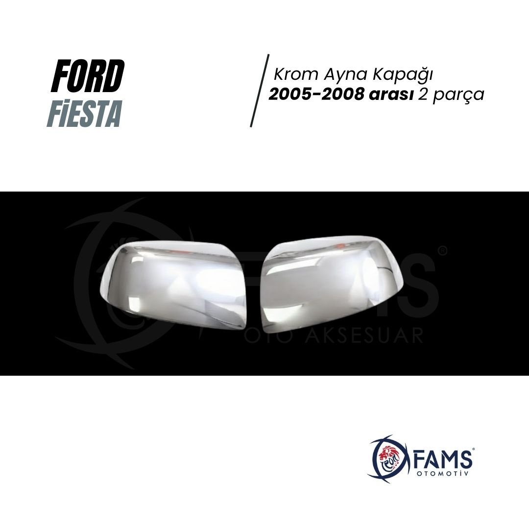 Ford Fiesta Krom Ayna Kapağı 2005-2008 uyumlu Paslanmaz Çelik ( 2 Parça ) - Görsel 2