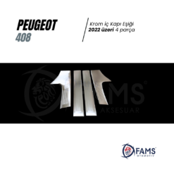 Alternative view of Peugeot 408 Krom Iç Kapı Eşiği 4 Parça 2022> Paslanmaz Çelik Taşlı