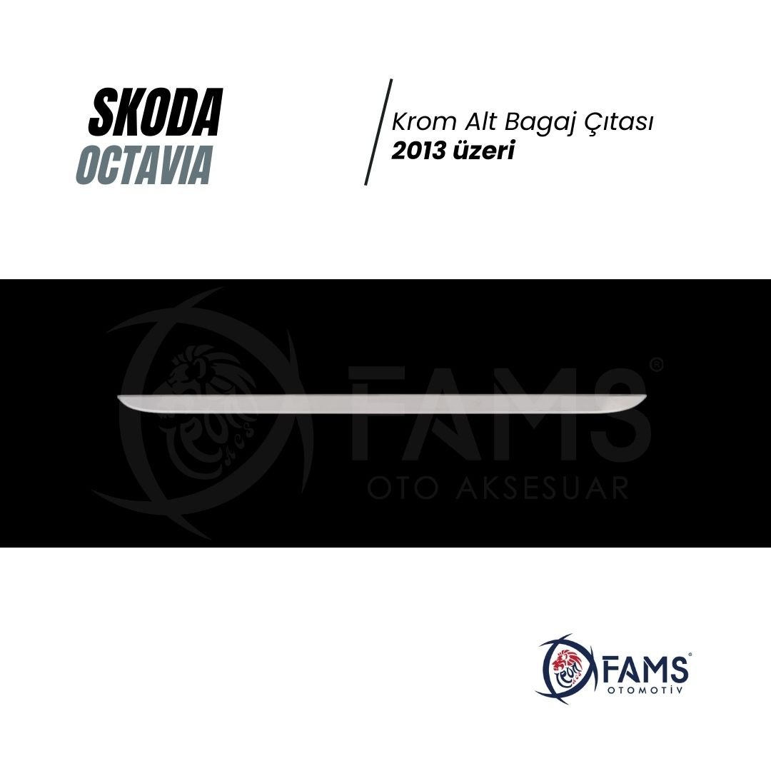 Skoda Octavia Uyumlu Krom Alt Bagaj Çıtası 2013-2019 Üzeri P, Çelik - Görsel 2
