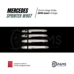 Alternative view of Mercedes Sprinter W907 Krom Kapı Kolu 4 Kapı 2018 Ve Üzeri Paslanmaz Çelik (çift Delik)